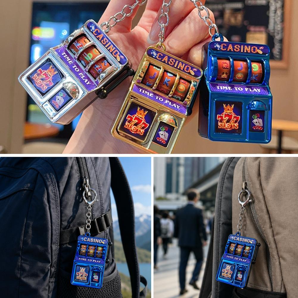 Arcade Game Jackpot - 미니 슬롯머신 키링, 창의적인 아케이드 스타일,